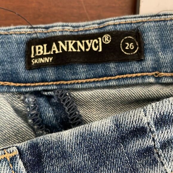 Blank NYC Multi-Toned Jeans Size 28 Raw Step Hem Mid-rise Panelled - Picture 7 of 9